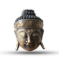Hand Carved Buddha Head Wall Decor, 25 cm, Gold Shine