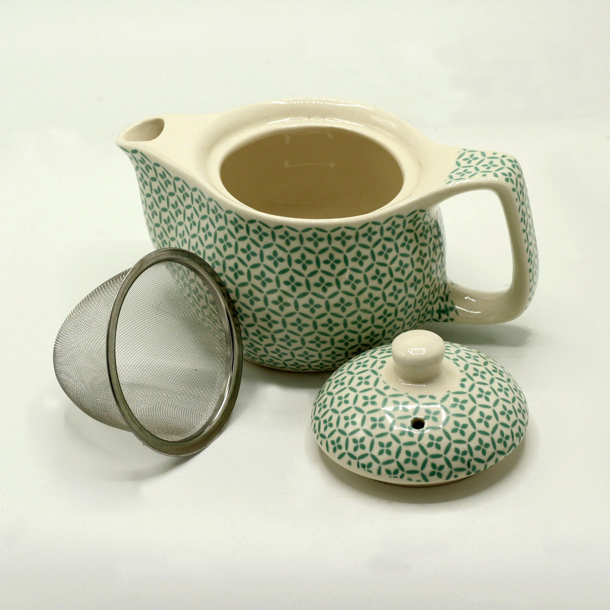 Small Herbal Teapot with Strainer - Green Mosaic – view 2