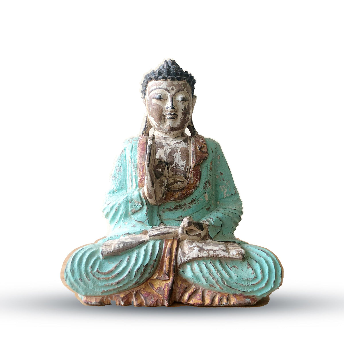 Vintage Hand Carved Buddha Statue, 30 cm, Mint Teaching Transmission – view 2