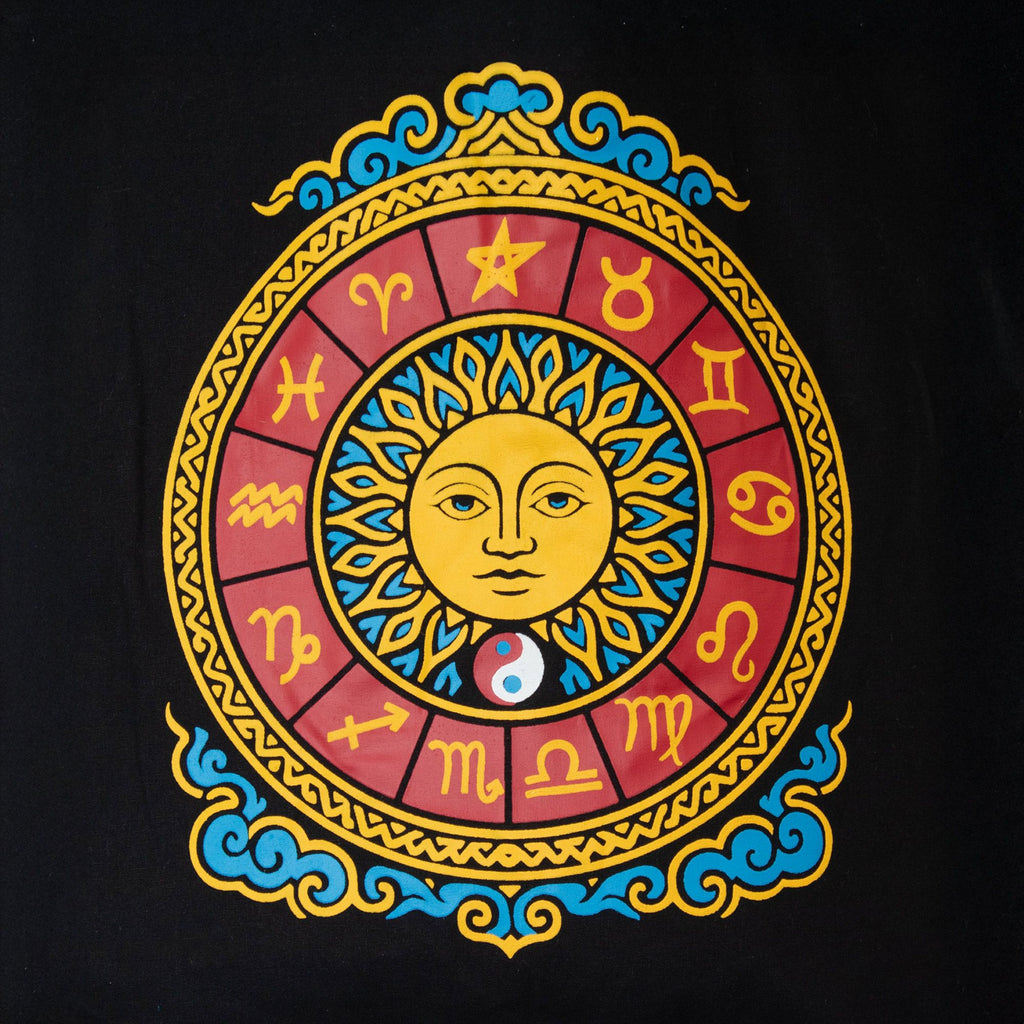 Zodiac Sun Cotton Tote Bag - Black – view 2
