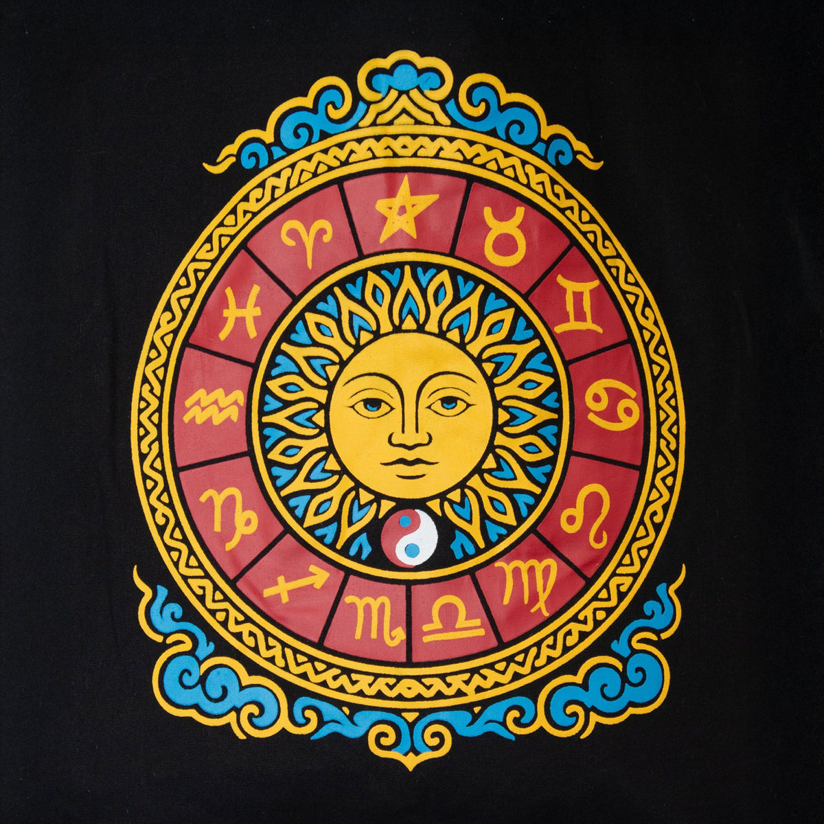 Zodiac Sun Cotton Tote Bag - Black – view 2
