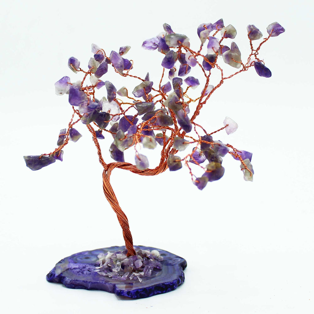 Large Amethyst Gemstone Tree on Natural Agate Base - 100 stones – view 2