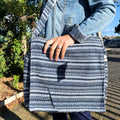 Soft Cotton Laptop Bag - Blue Stripes