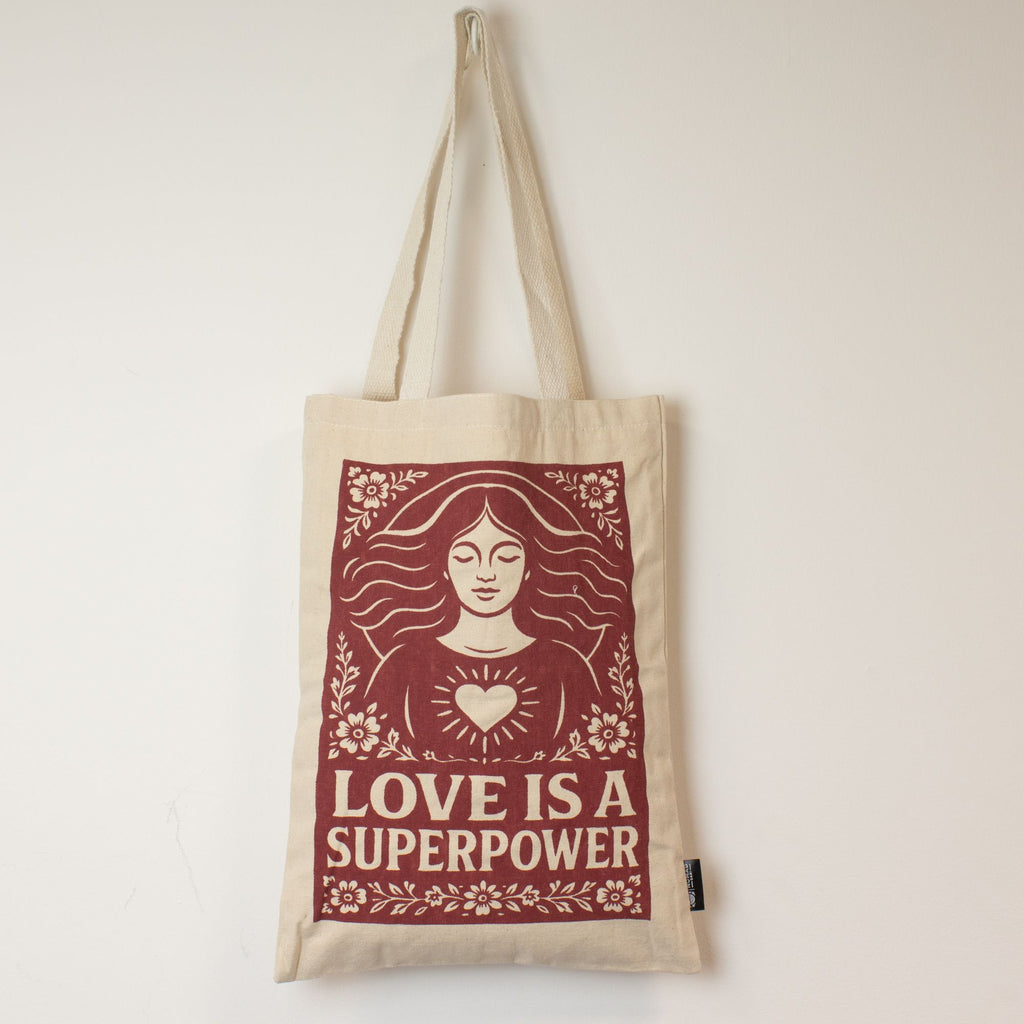Nomad Sari Toni Tote Bag - Love is a Super Power - Natural