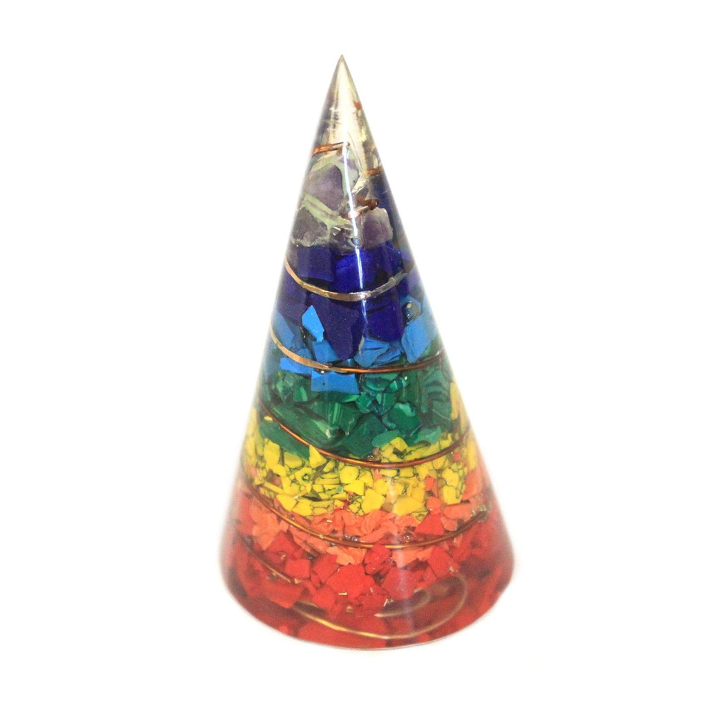 Orgonite Cone 80mm, Multi-Gemstone Chips – view 2