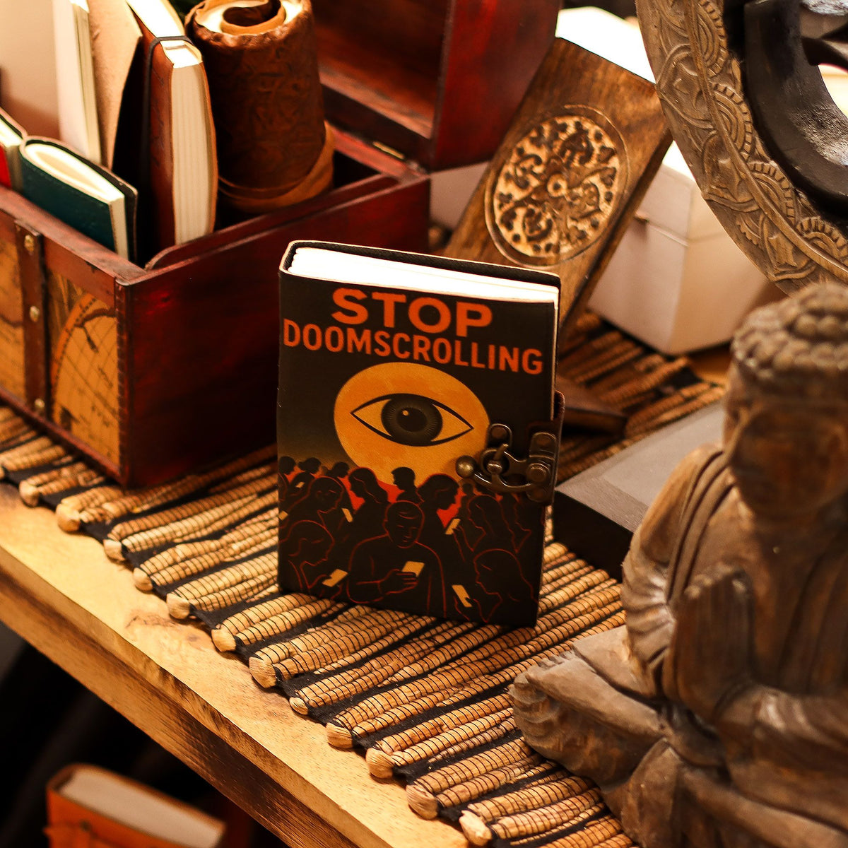 Leather Notebook, Stop Doomscrolling – 17.5x13 cm – view 6