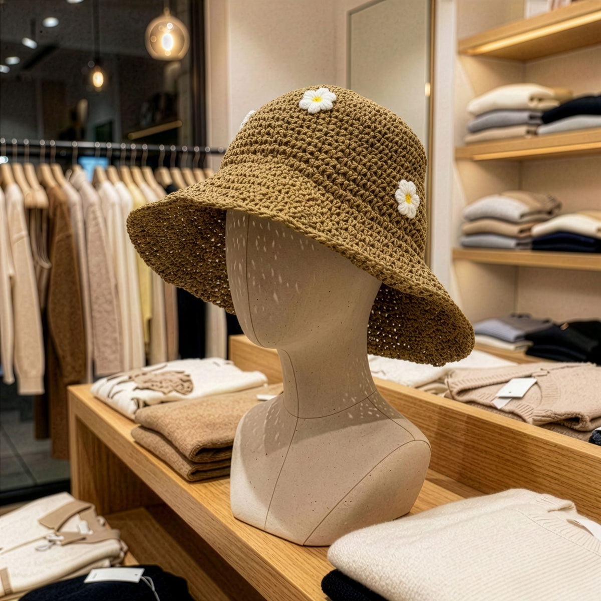 Nomad Sari Floppy Straw Sun Hat - Coffee and Daisies – view 7