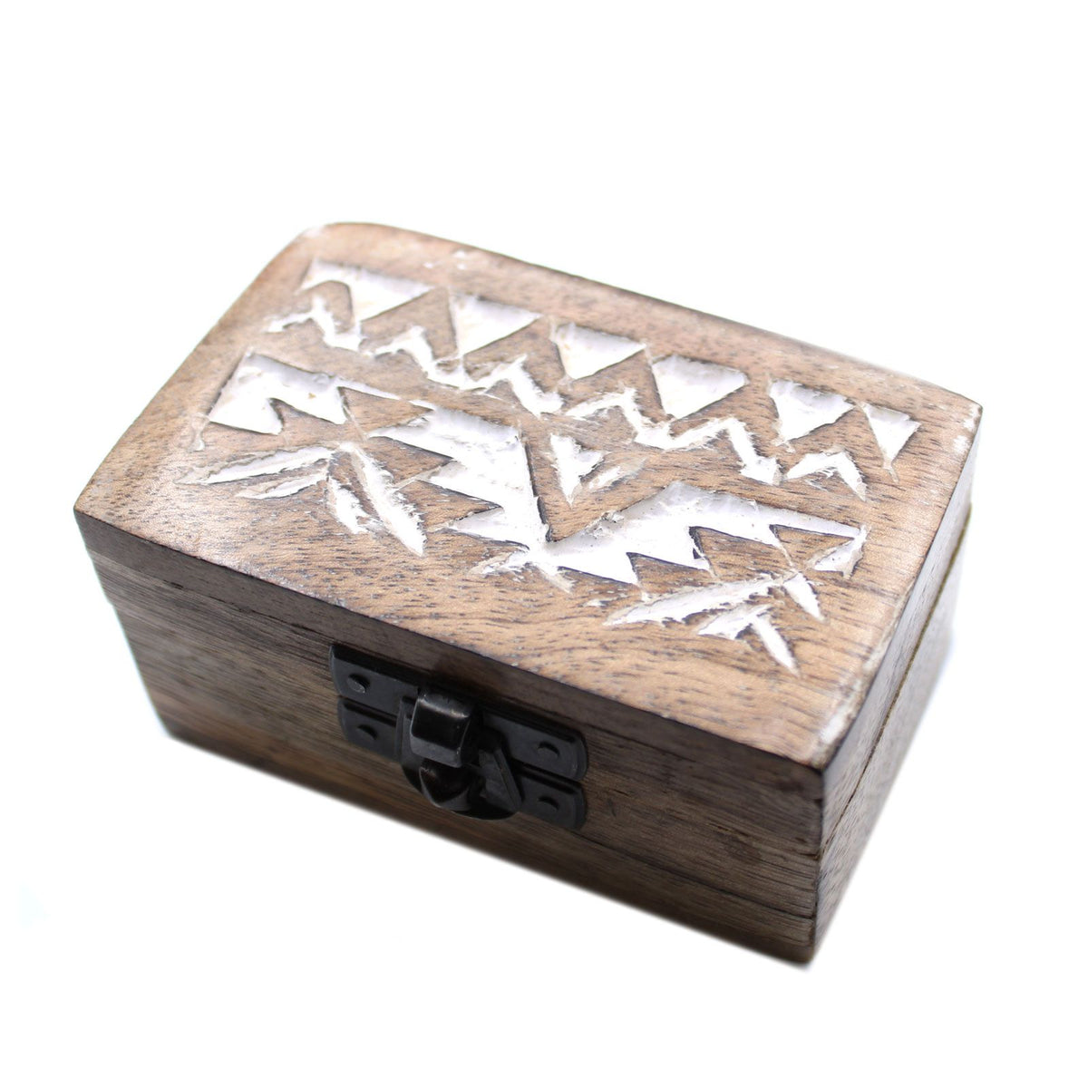 White Wash Mango Wood Pill Box, Slavic Design