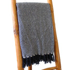 Navy Zigzag Cotton Throw with Tassels – 125 x 150 cm – view 5