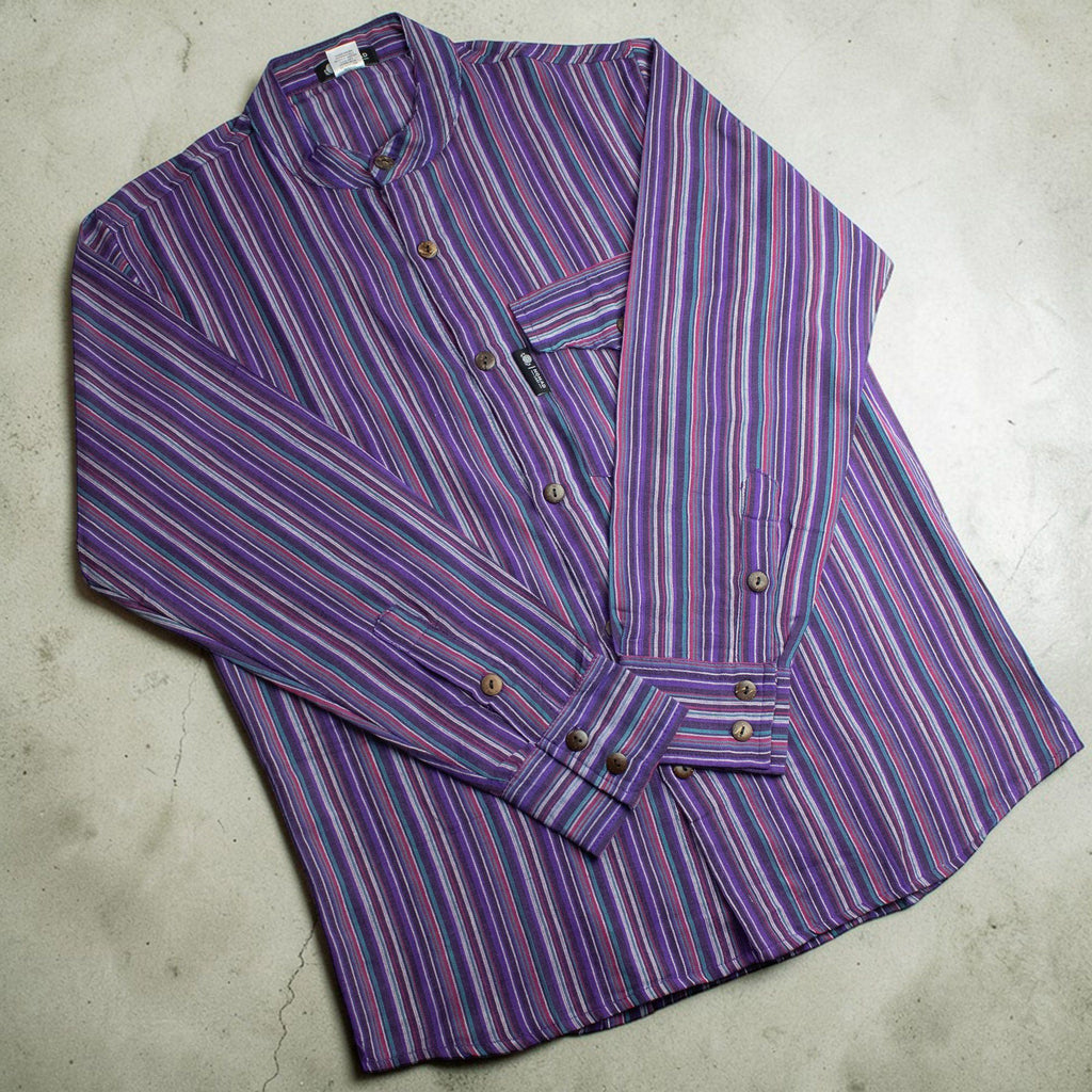 Nomad Sari Grandad Shirt - Black Purple - XL – view 12
