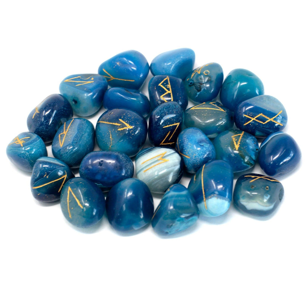 Blue Onyx Rune Set in Cotton Pouch – view 3