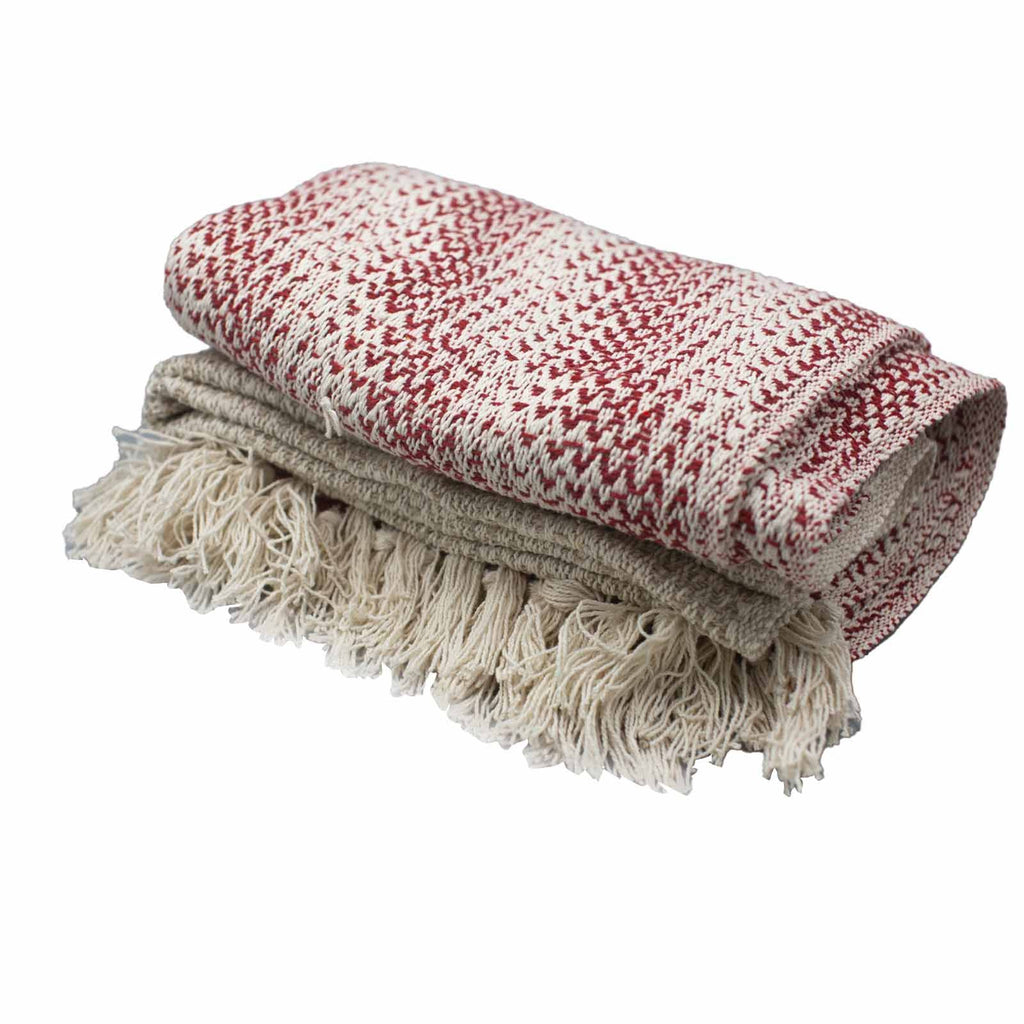 Ruby Two Tone Cotton Throw with Tassels 125 x 150 cm – view 2
