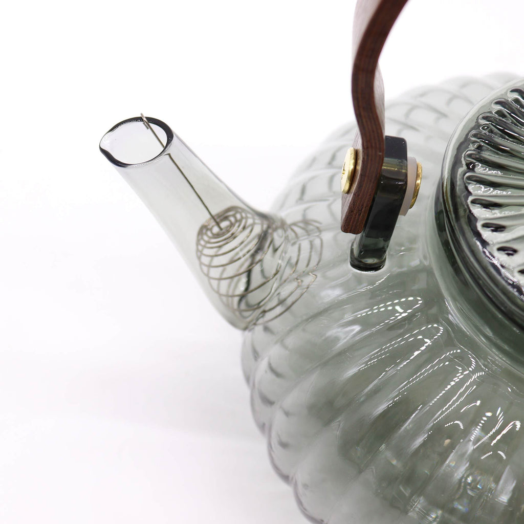 Charcoal Ribbed Glass Infuser Teapot - 950ml
