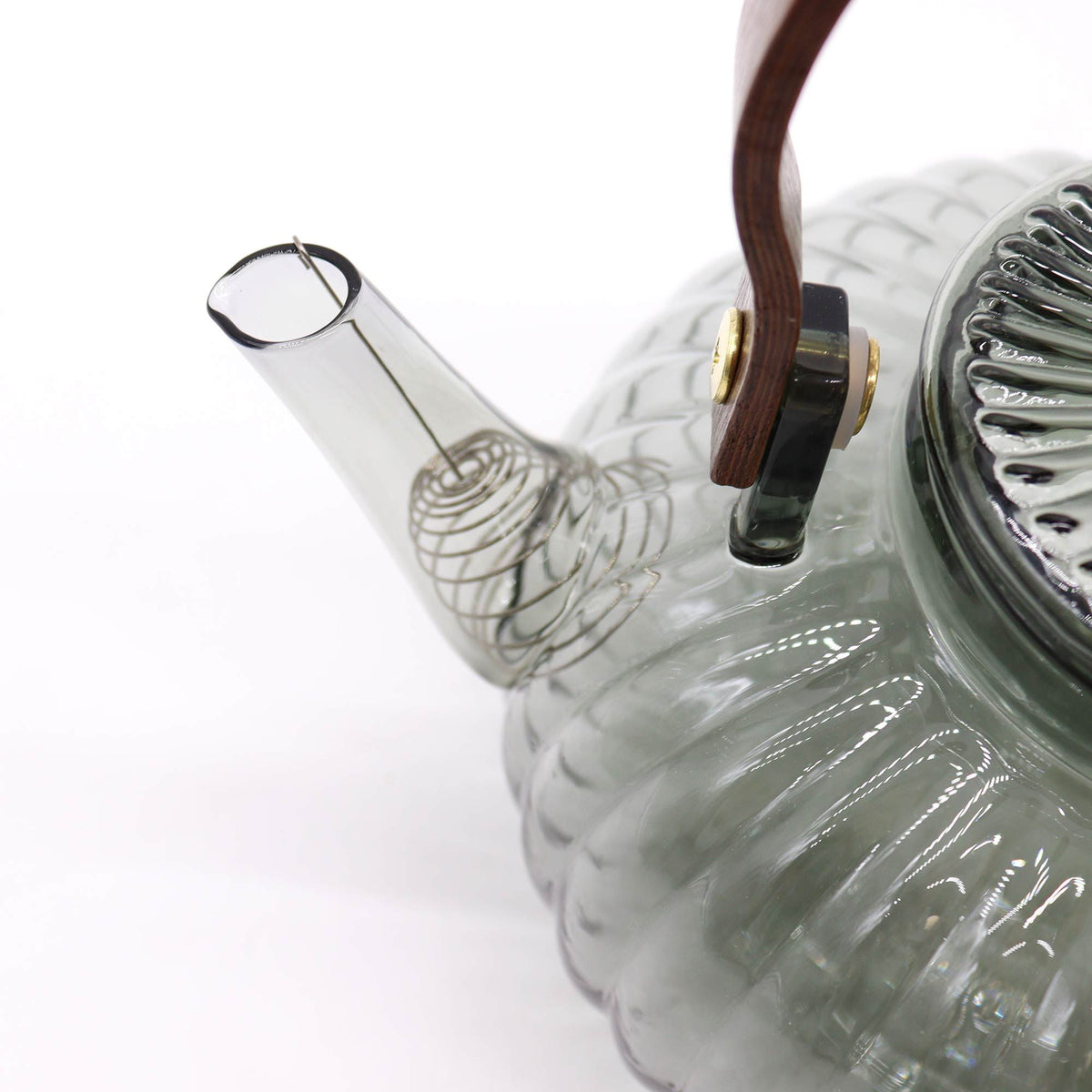 Charcoal Ribbed Glass Infuser Teapot - 950ml