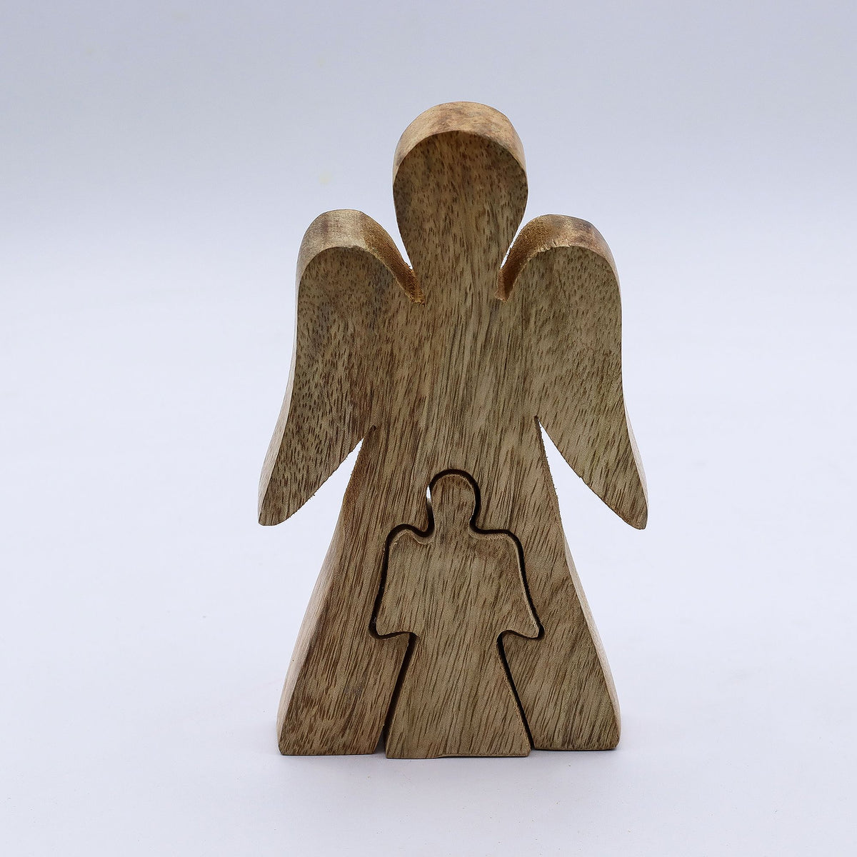 Mango Wood Angel in Angel, White Enamel, 15x3cm – view 4