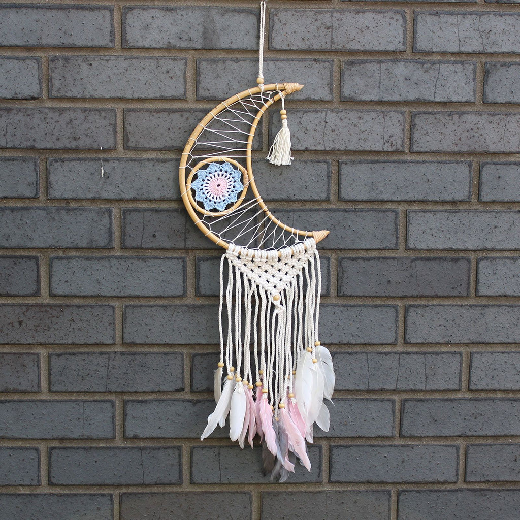 Macrame Moon Dream Catcher - Assorted Colours