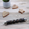 Spiral Carved Healing Wand with Copper Pipe and Rock Quartz