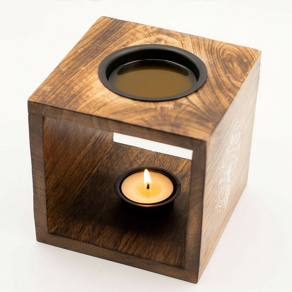 Large Square Mango Wood Oil Burner - Moon Goddess – view 4