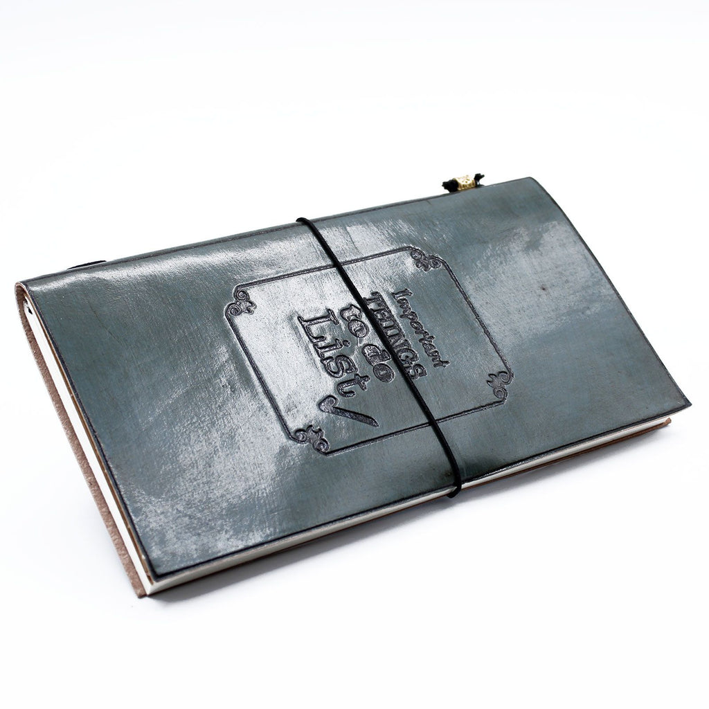 Leather Journal - Important Things To Do - Grey (80 pages)