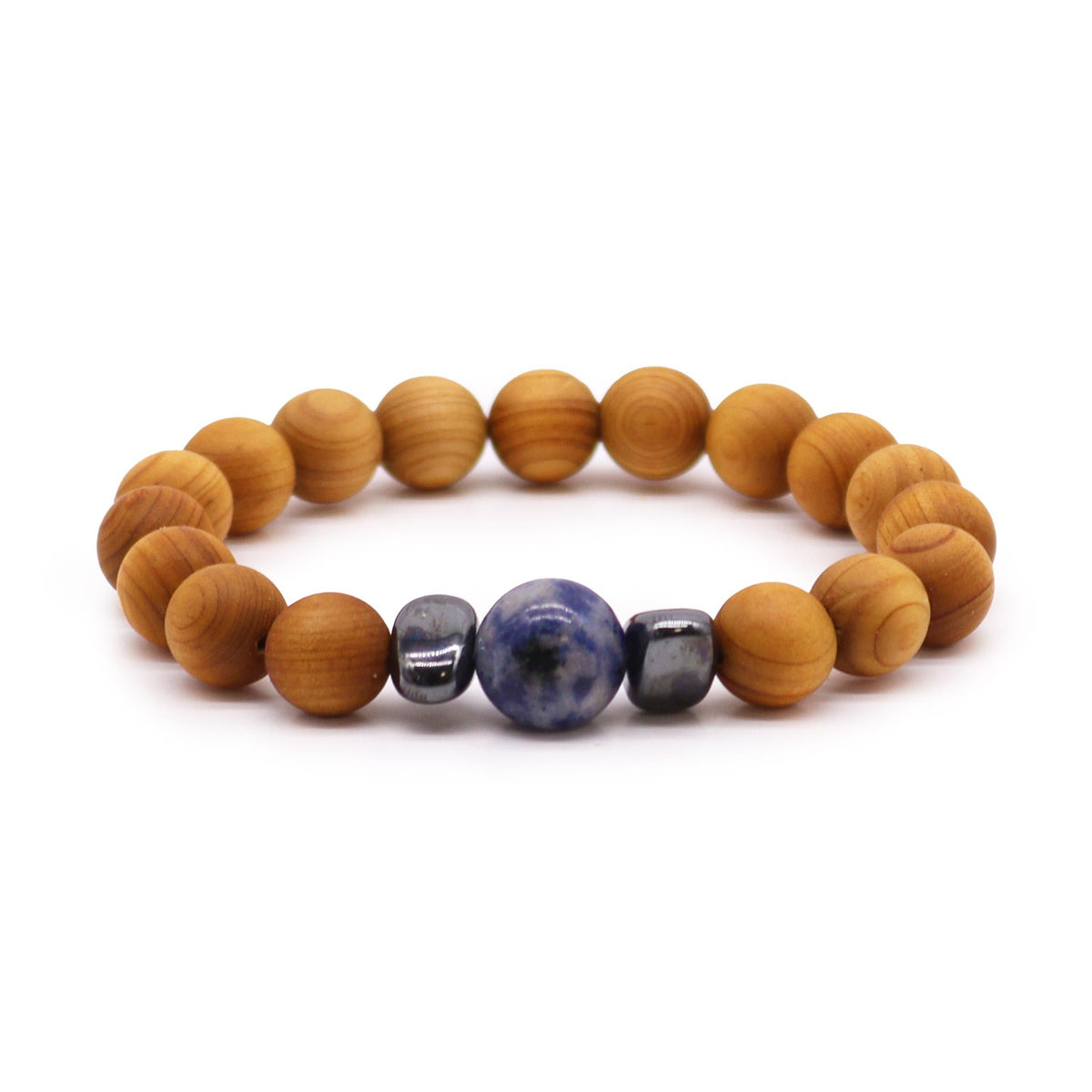 Cedarwood Throat Chakra Bangle with Sodalite – view 3