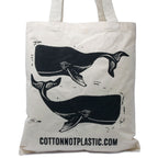 Large Natural Cotton Bag 38x42cm - Whales Print