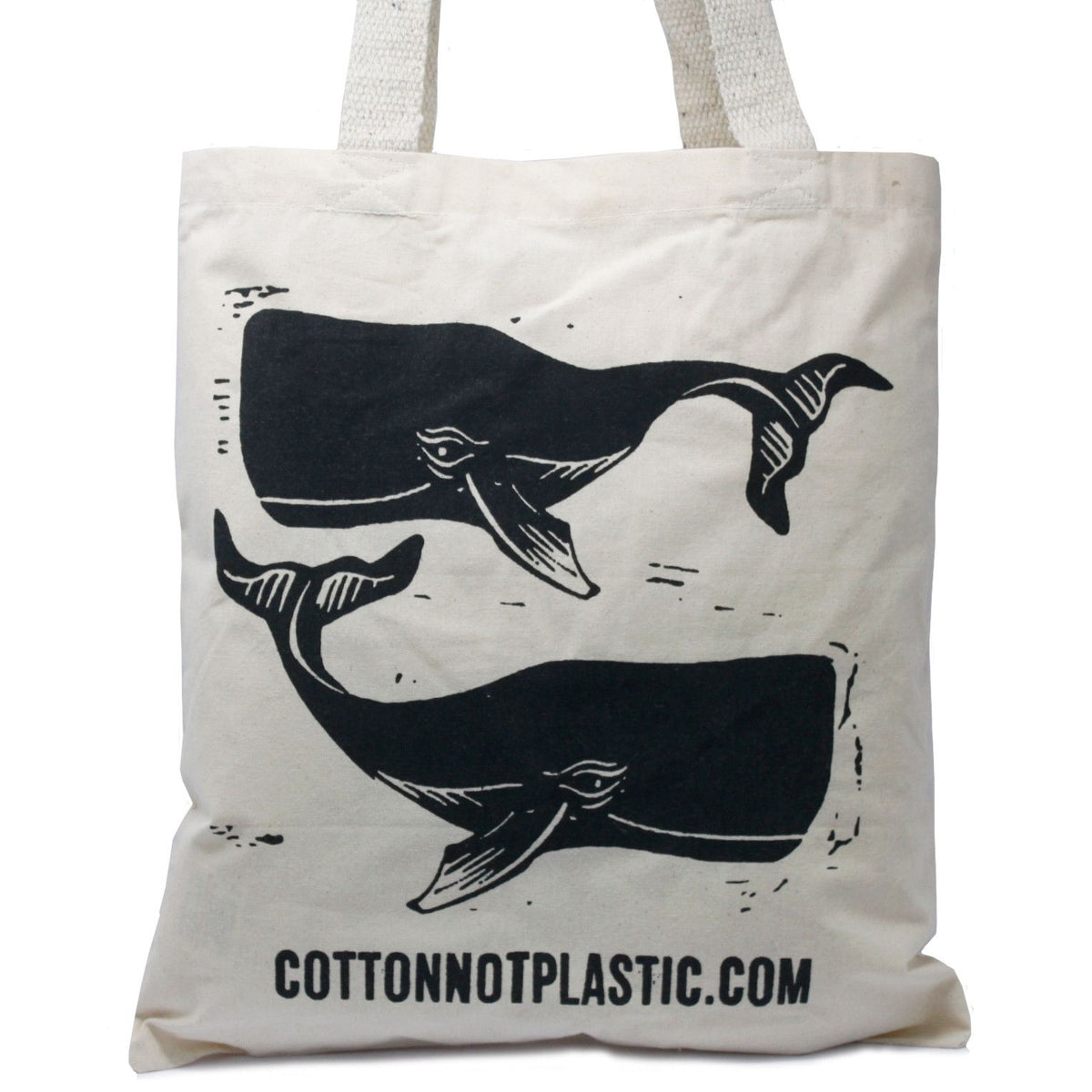 Large Natural Cotton Bag 38x42cm - Whales Print
