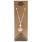 Rose Quartz Healing Hands Gemstone Pendant Necklace