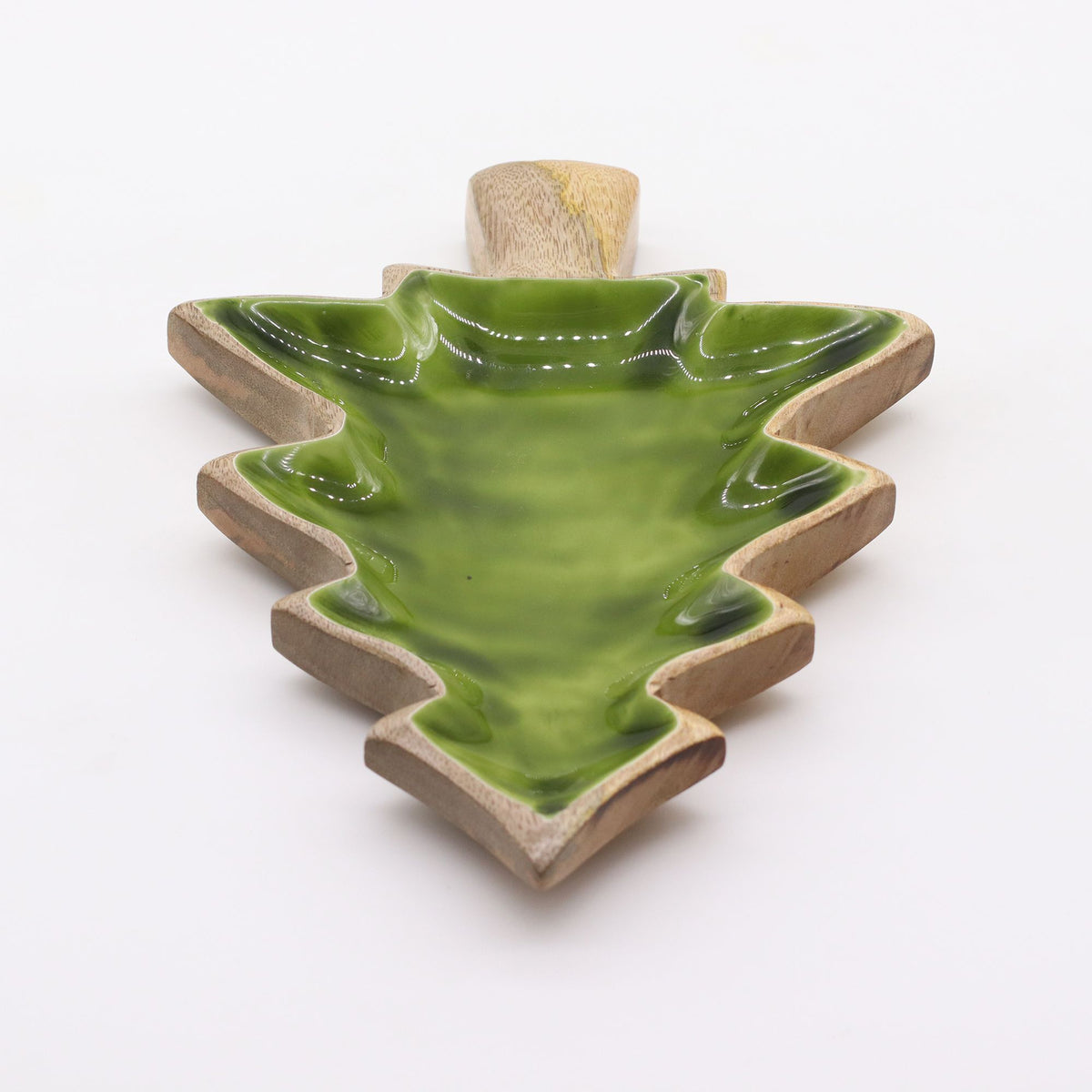 Green Enamel Tree Wooden Bowl - 25 x 19 cm – view 5