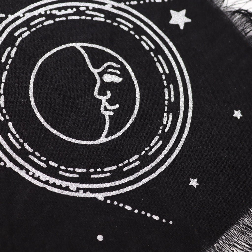Fringed Cotton Altar Cloth - Moon and Sun Chart