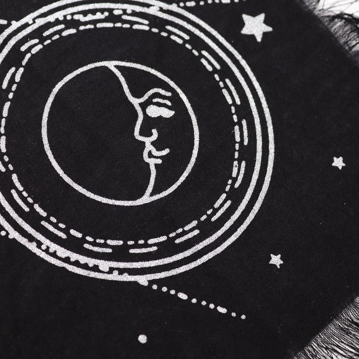 Fringed Cotton Altar Cloth - Moon and Sun Chart