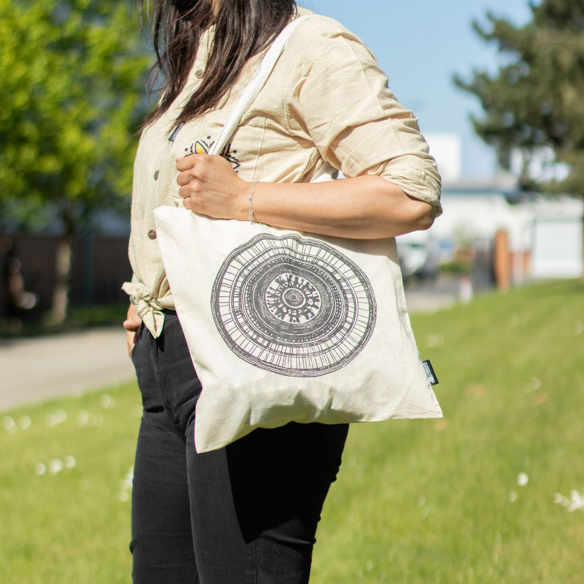 Nomad Sari Tote Bag - Urban Mandala Print - Natural Cotton – view 8
