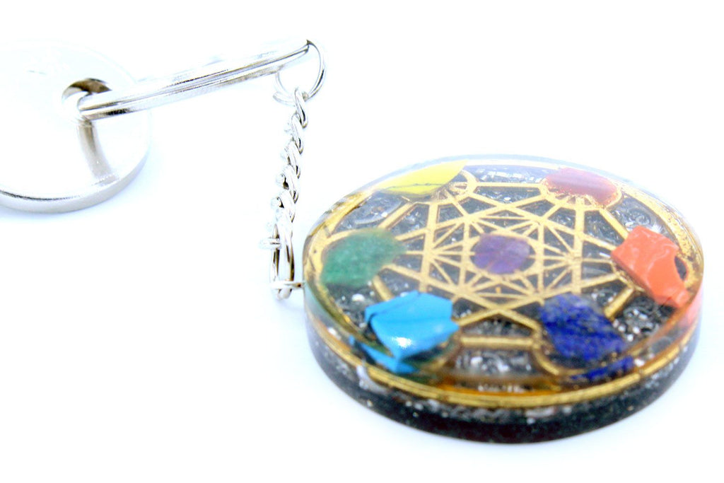 Orgonite Power Keyring - Round Seven Chakra – view 2