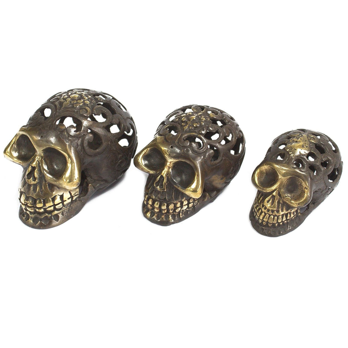 Vintage-Finish Brass Skull – Large – view 3