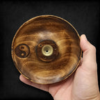 Yin & Yang Incense Stick & Cone Burner Disc - Mango Wood – view 2