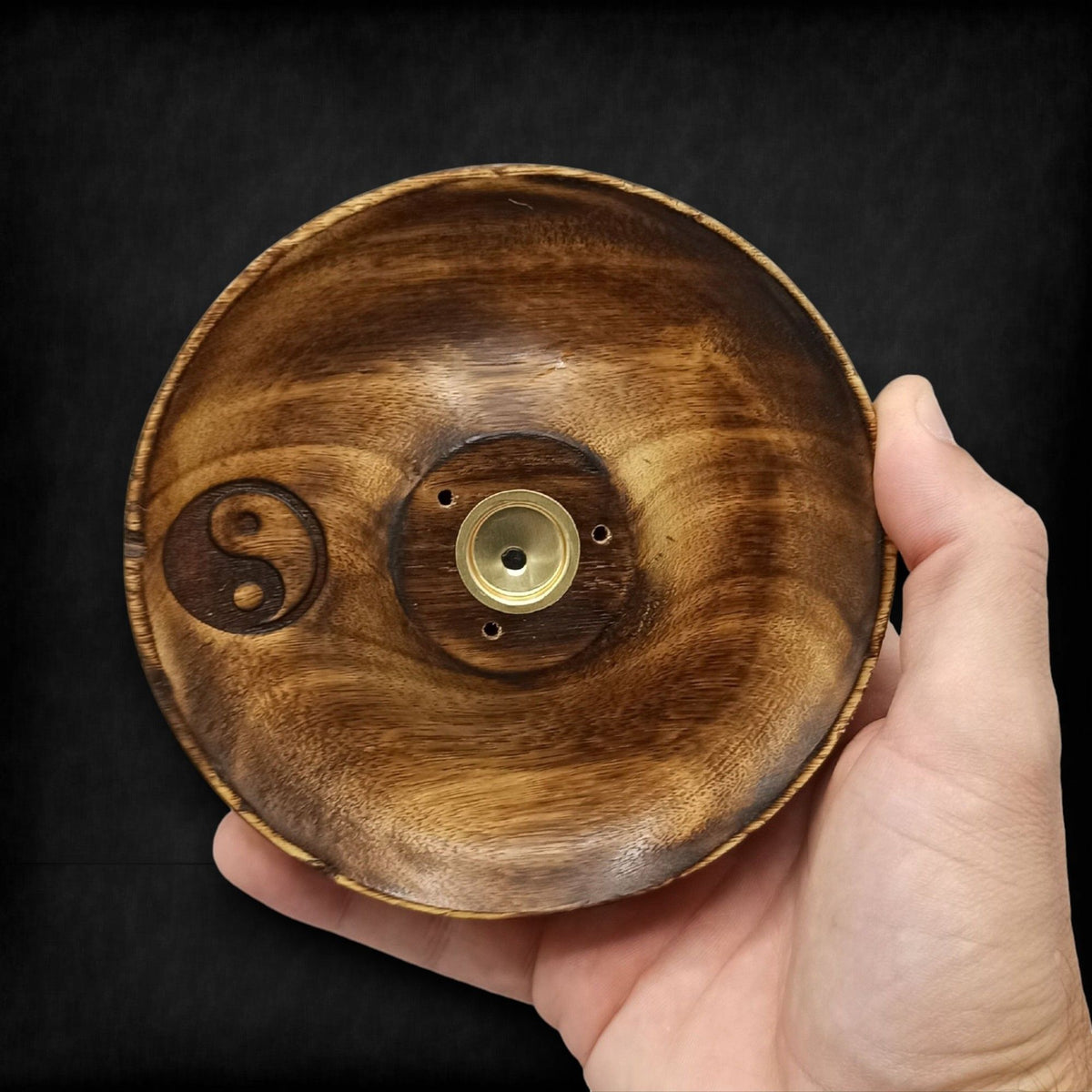 Yin & Yang Incense Stick & Cone Burner Disc - Mango Wood – view 2