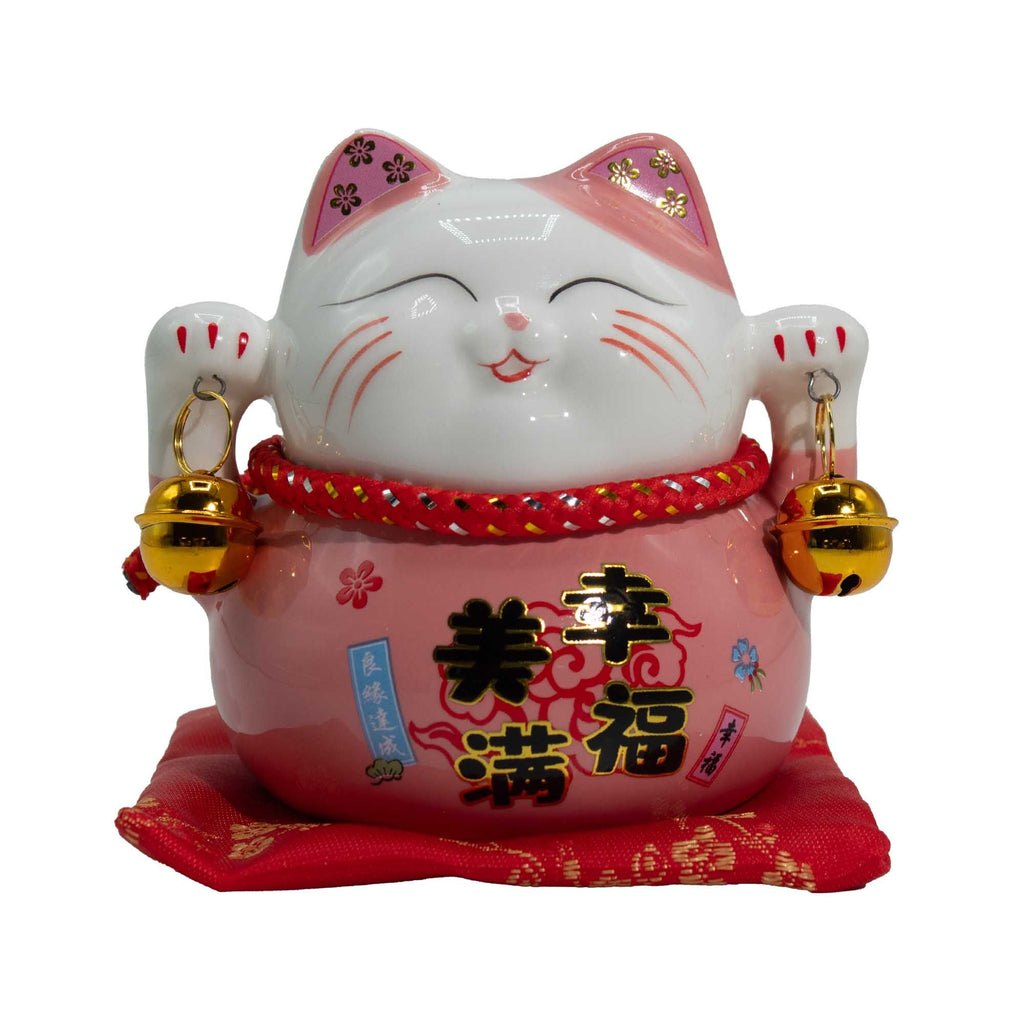 Money Cat Coin Bank on Cushion - Pink – view 2