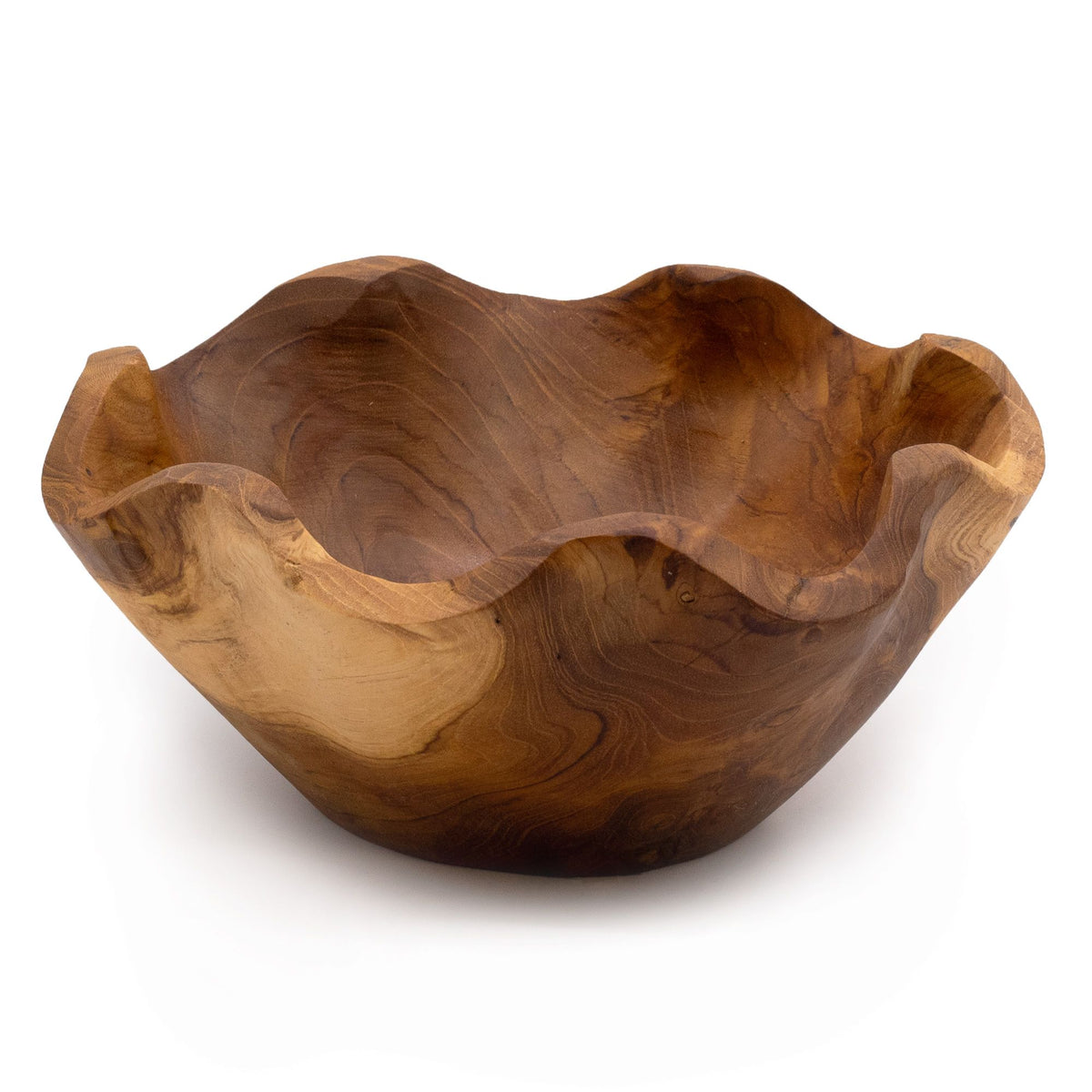 Smooth Teak Wood Fruit Bowl, Medium 23cm