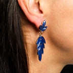 Nymph Royal Blue Long Drop Vintage Glass Earrings – view 6