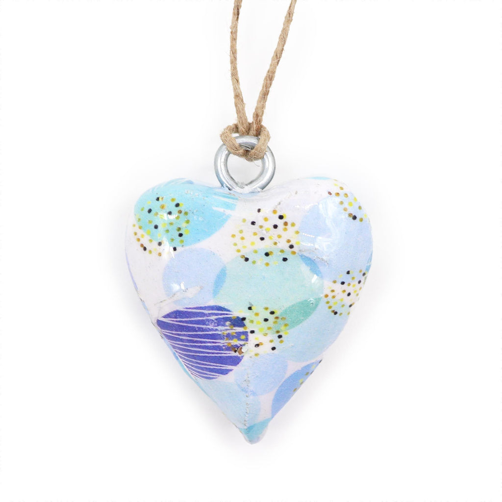 Small Mango Wood Heart, Blue Abstract