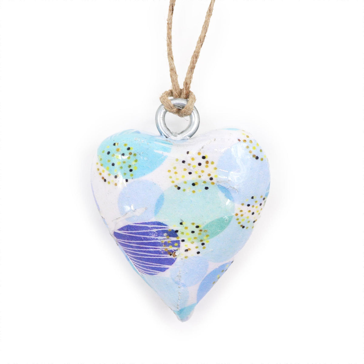 Small Mango Wood Heart, Blue Abstract