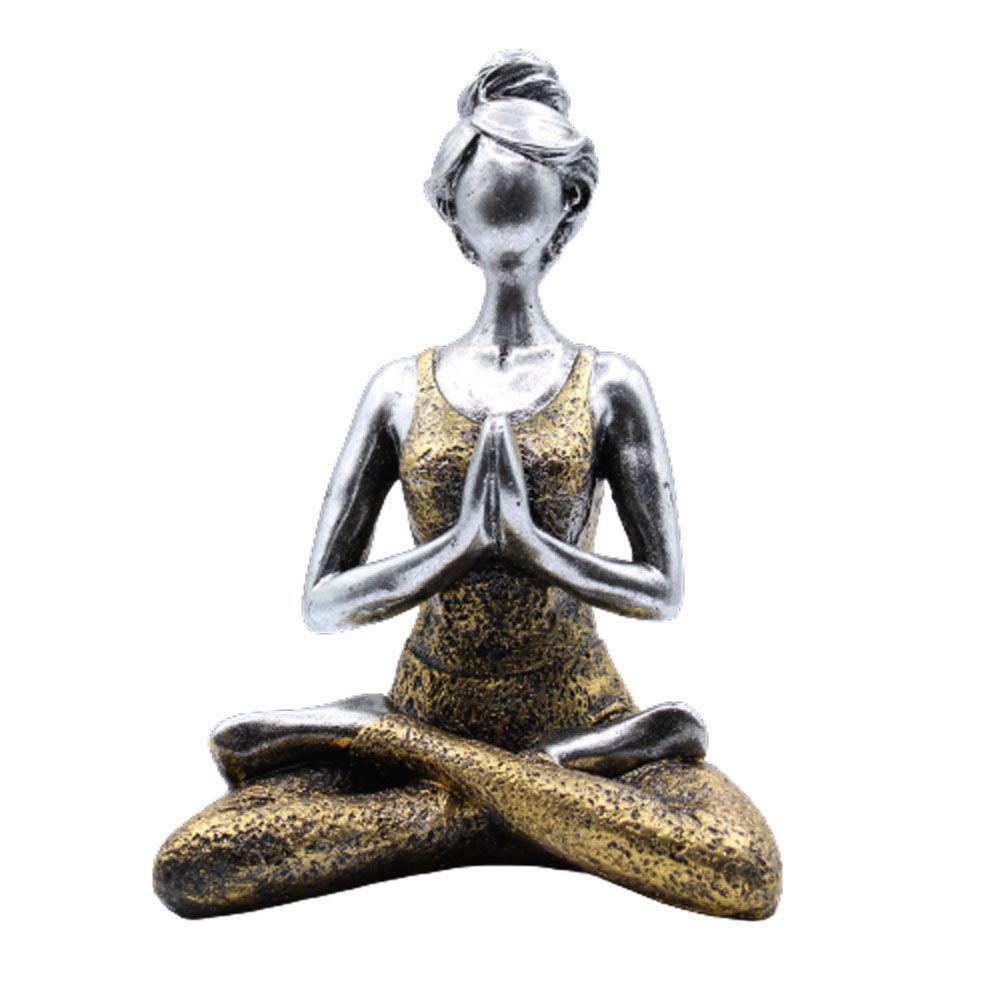 Yoga Lady Figure, Silver and Gold, 24 cm – view 2