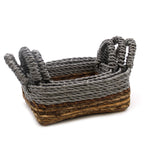 Banana Leaf & Grey Raffia Square Baskets, Set of 3 – view 2