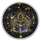 Triple Leg Enamelled Offering Plate - Gold Goddess on Black
