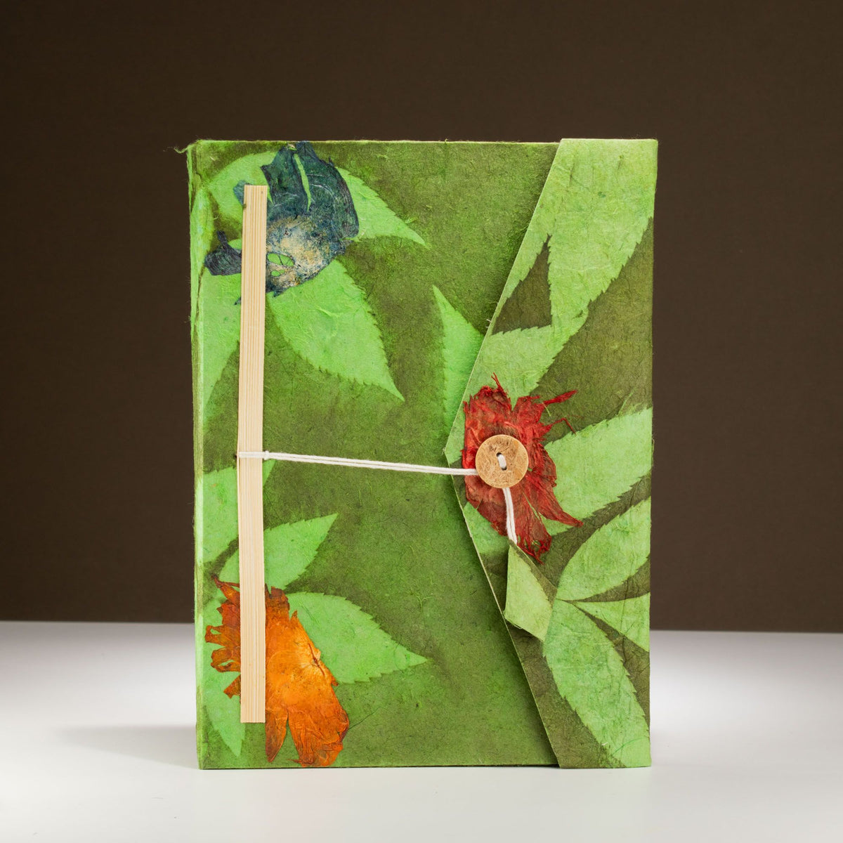 Lokta Bold Floral Notebook – Large – Moss Green – view 4