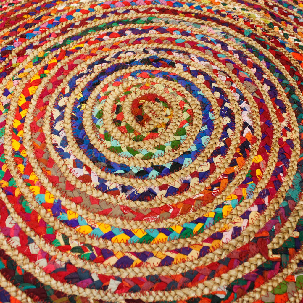 Round Jute and Recycled Cotton Rug - 150 cm – view 6