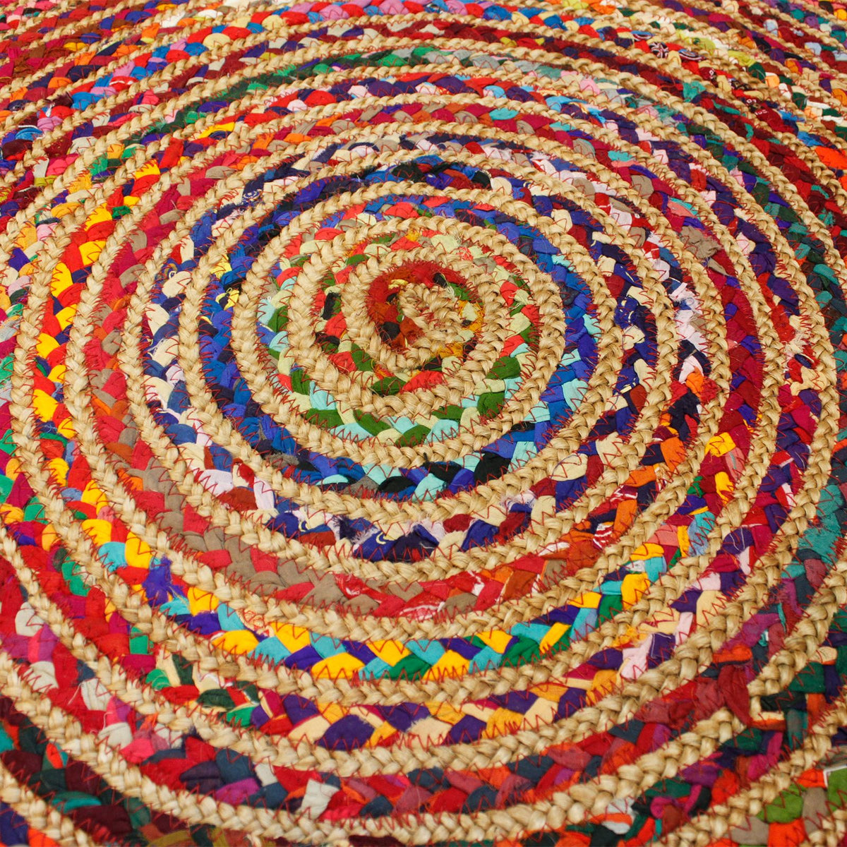 Round Jute and Recycled Cotton Rug - 150 cm – view 6
