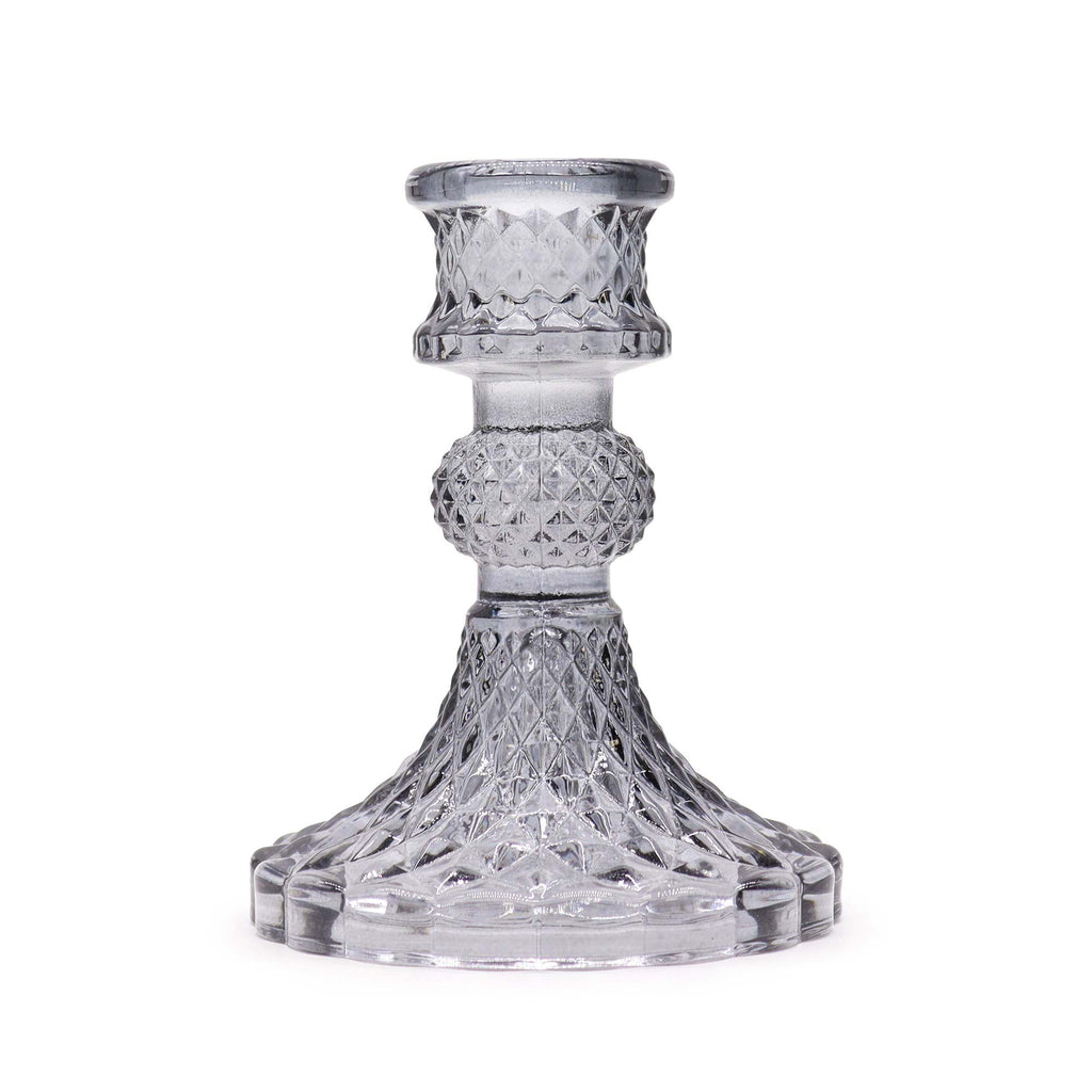 Vintage Pressed Glass Candle Holders - Midnight Grey Set of 2 – view 2