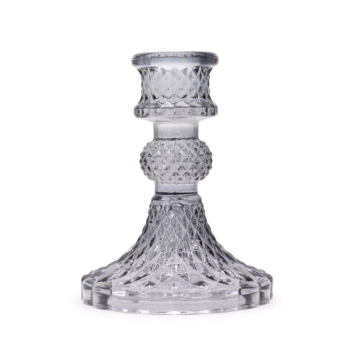 Vintage Pressed Glass Candle Holders - Midnight Grey Set of 2 – view 2
