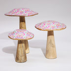 Pretty Floral Enamelled Mushroom Ornament - Medium 15cm – view 3