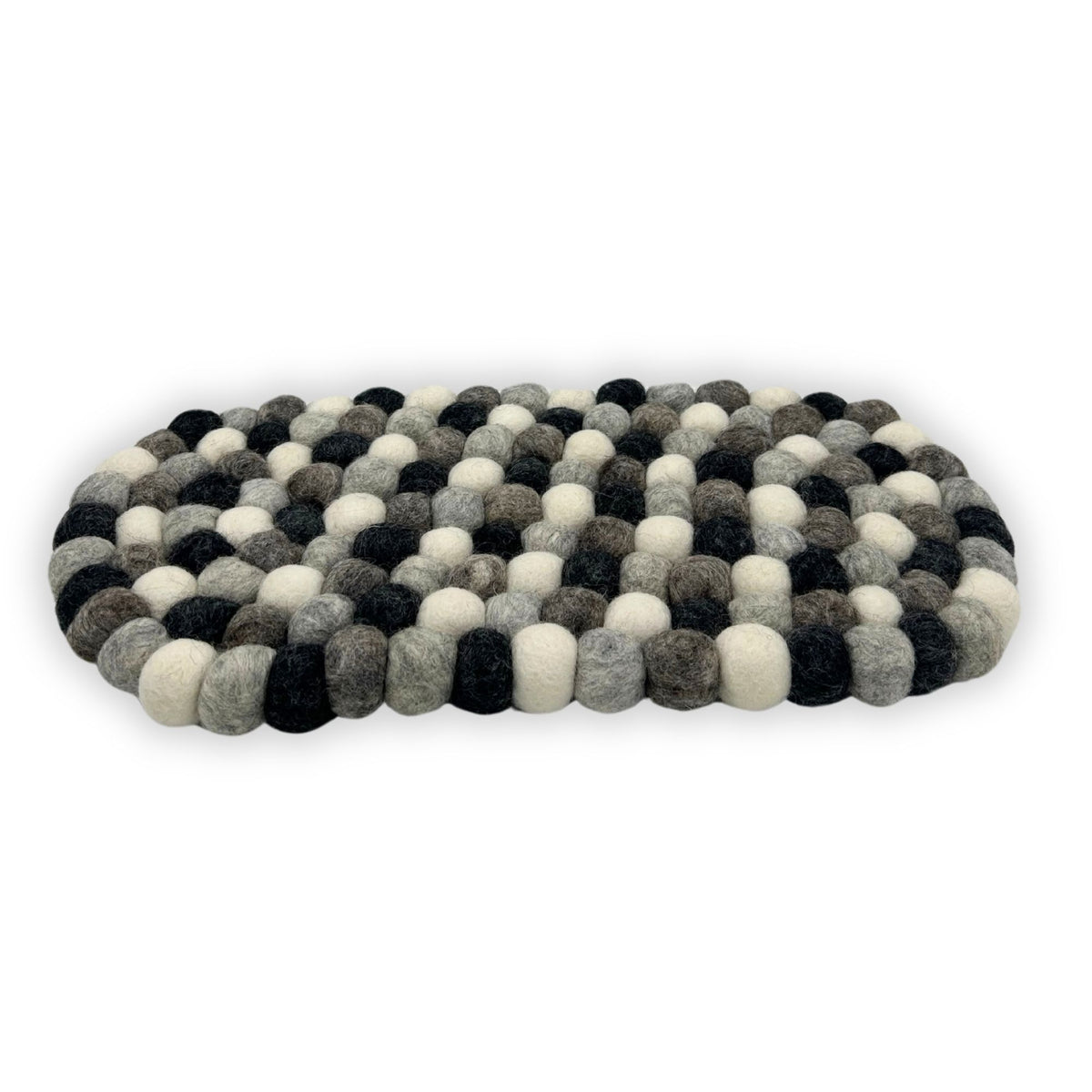 Felt Ball Oval Table Mat - 38x18cm Grey Multi Colour – view 3